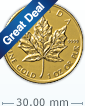 1 oz Gold Canadian Maple Leaf Coin (Random Year - Not in Mint Condition)