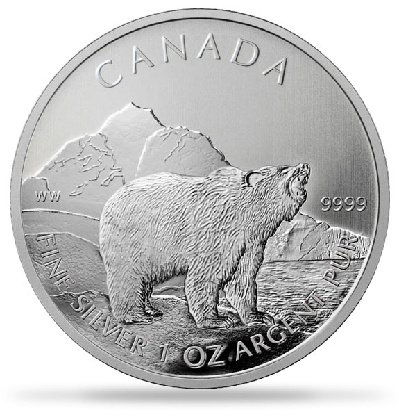 2011 1盎司加拿大野生動物系列灰熊銀幣.9999