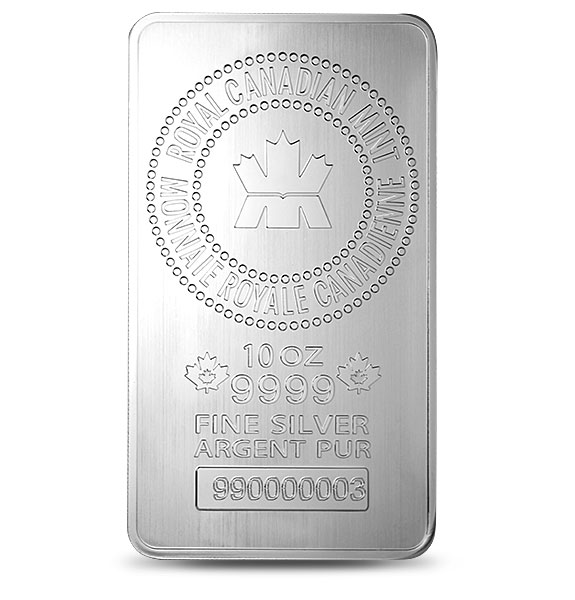 10盎司加拿大皇家鑄幣廠壓印銀塊 .9999