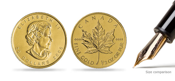1/2 oz Gold Canadian Maple Leaf Coin .9999