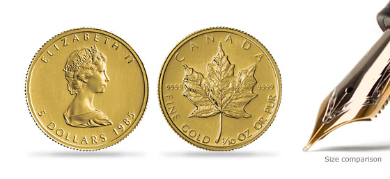1/10 oz Gold Canadian Maple Leaf Coin .9999