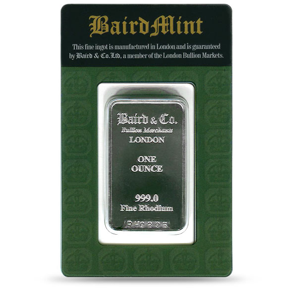 1盎司Baird & Co.銠金塊.999