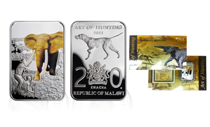 狩獵藝術系列 –馬拉維共和國非洲大象狩獵精鑄銀幣
